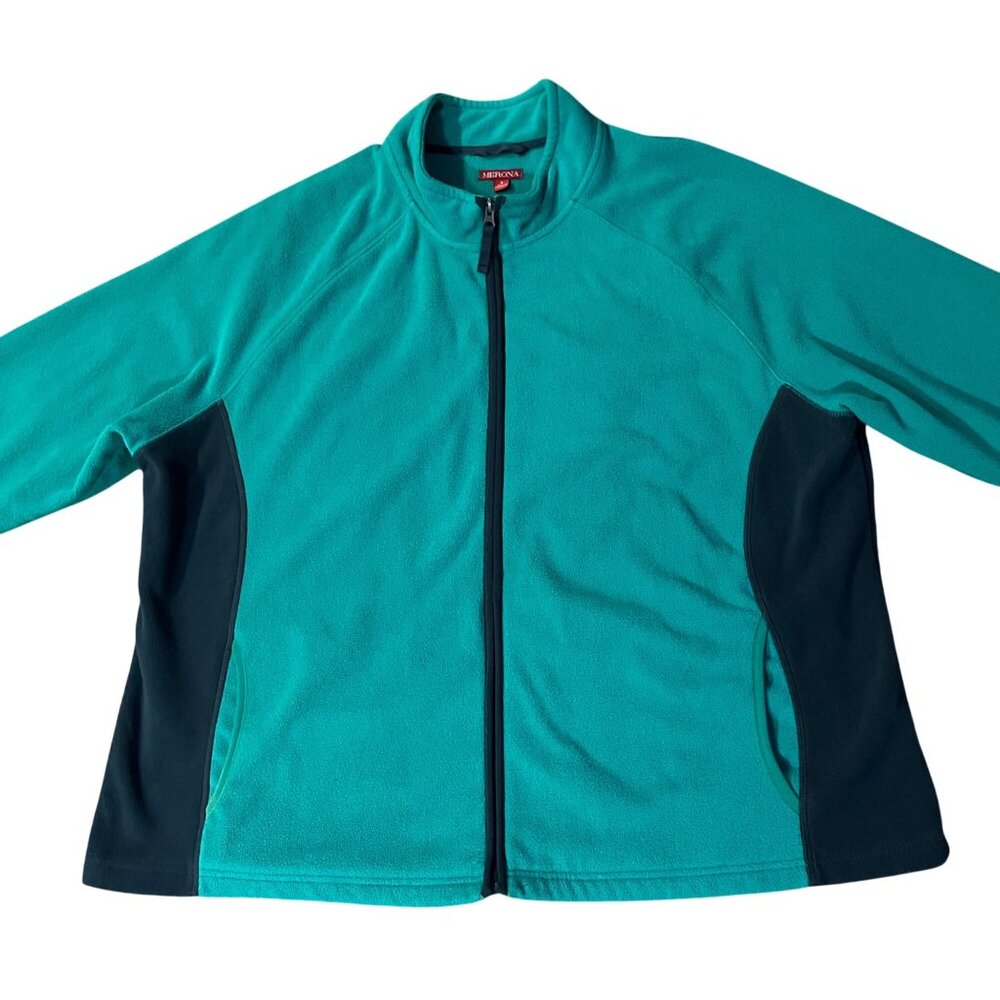 Merona Fleece Jacket Women's 4X Plus Size Teal Black Full Zip Used - Picture 4 of 11